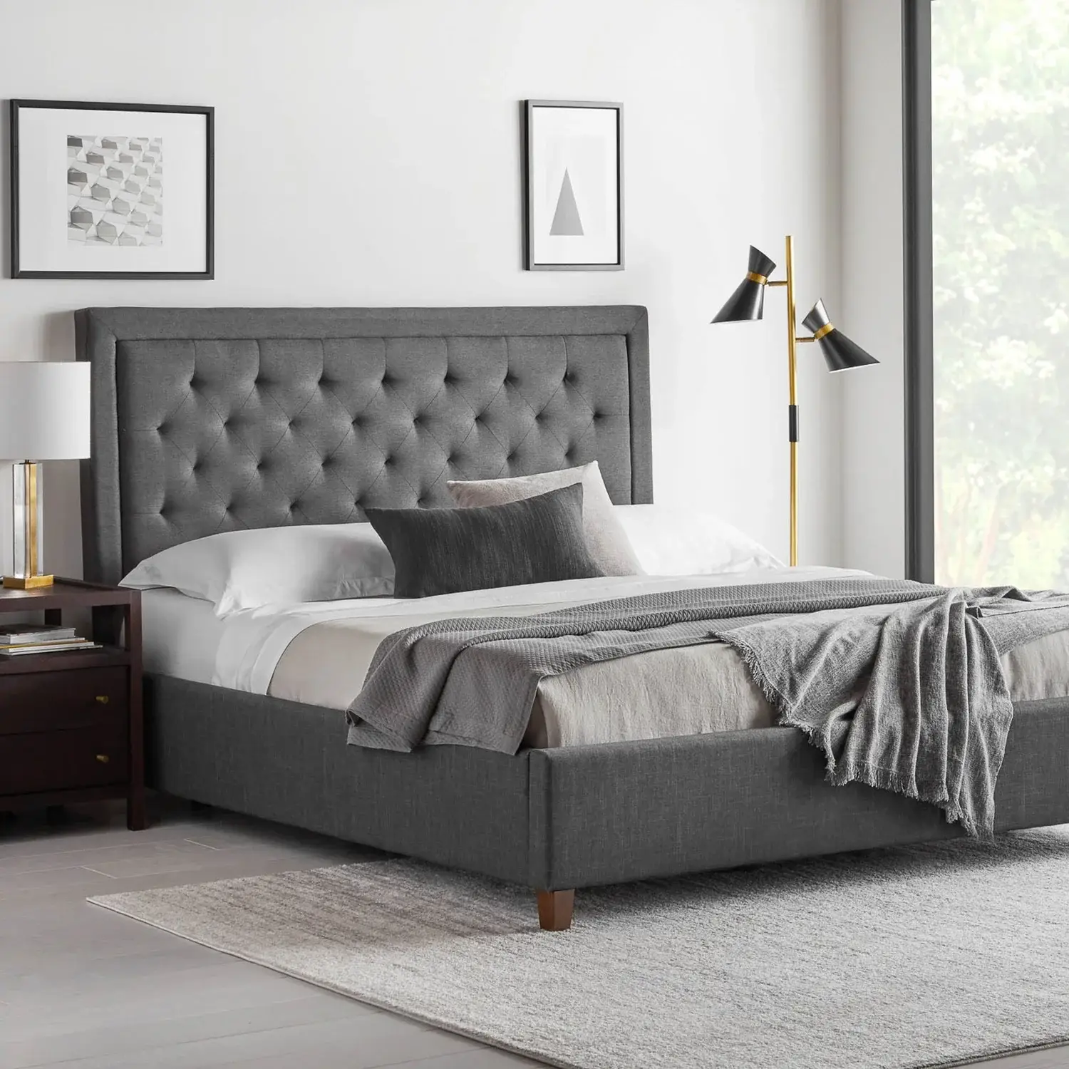 Malouf Eastman upholstered platform bed base at Mattress Direct Oviedo